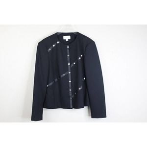 ConradC Women Jacket Pettie 6 Black Metal Studded Career Work Classic Cardigan‎